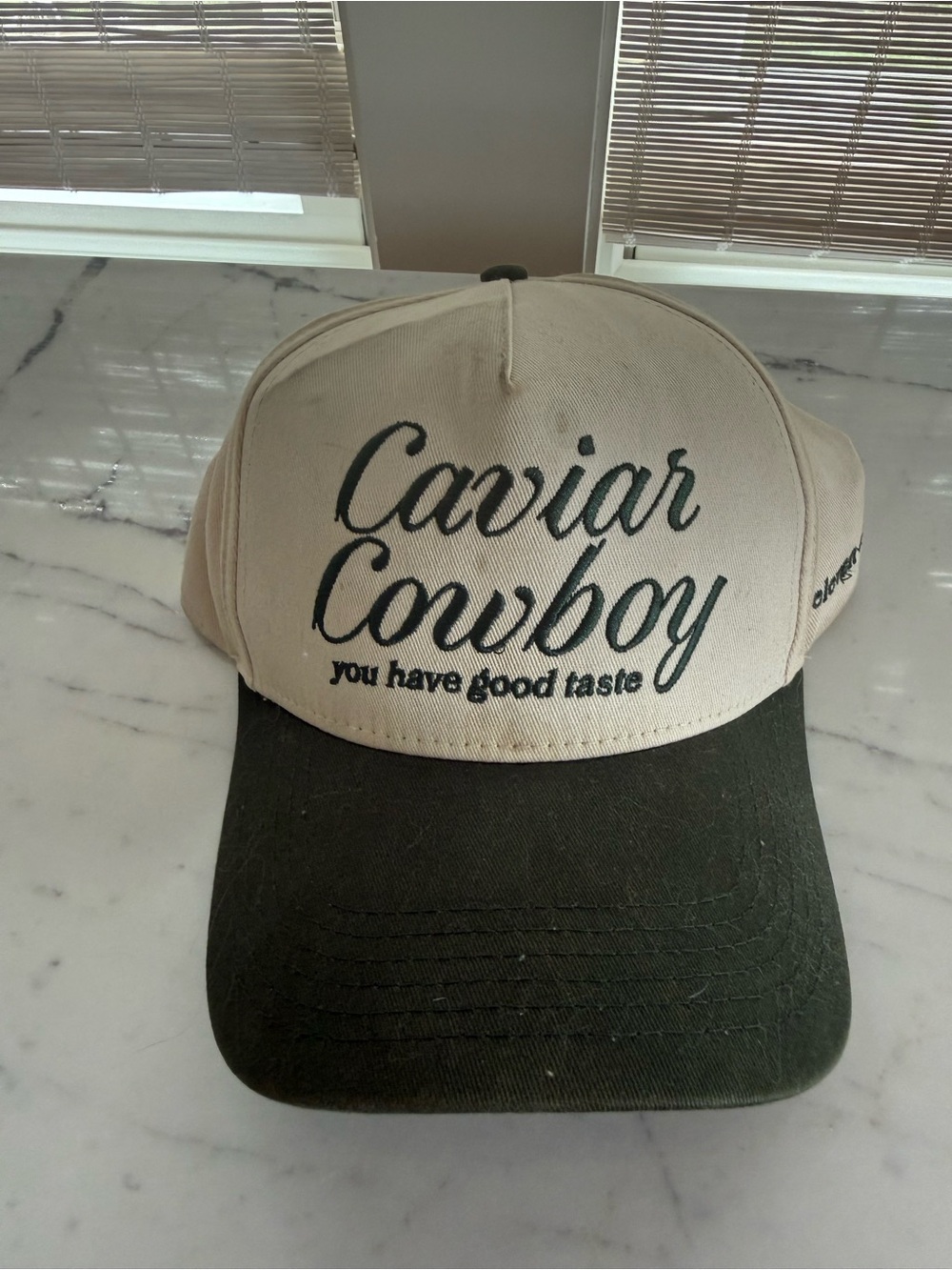 Caviar Cowboy Two-Tone Baseball Cap in Tan and Dark Green